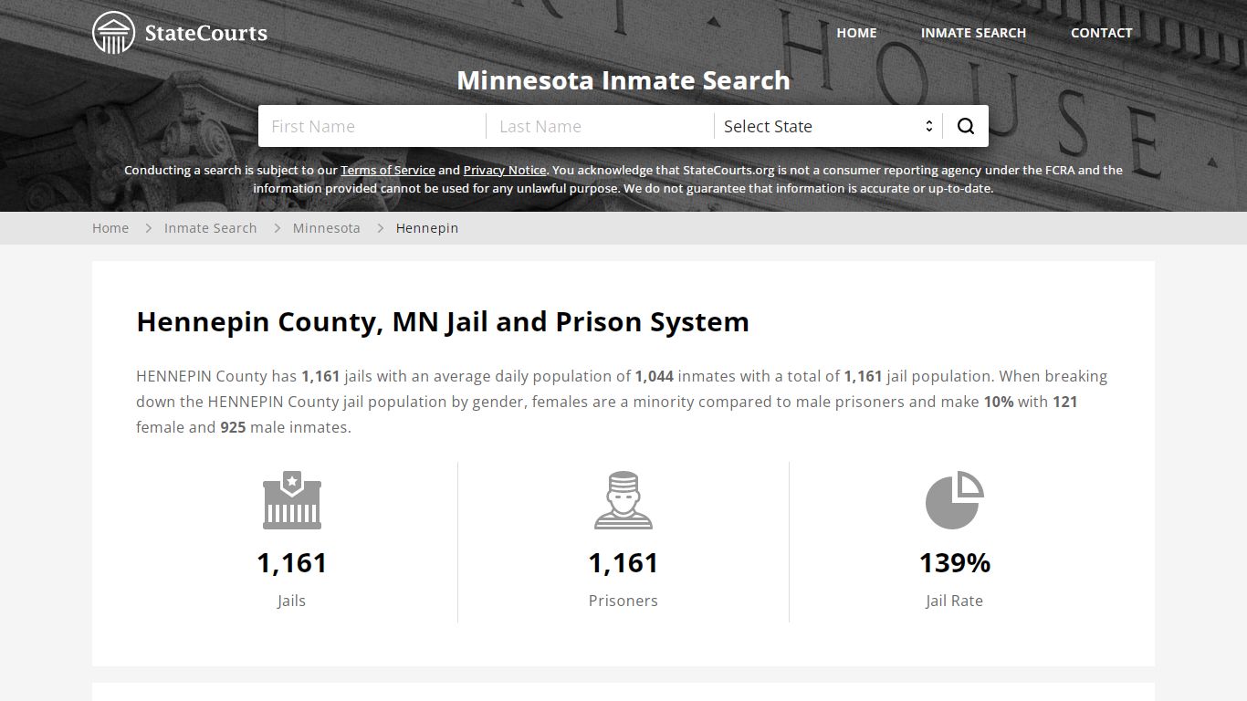 Hennepin County, MN Inmate Search - StateCourts