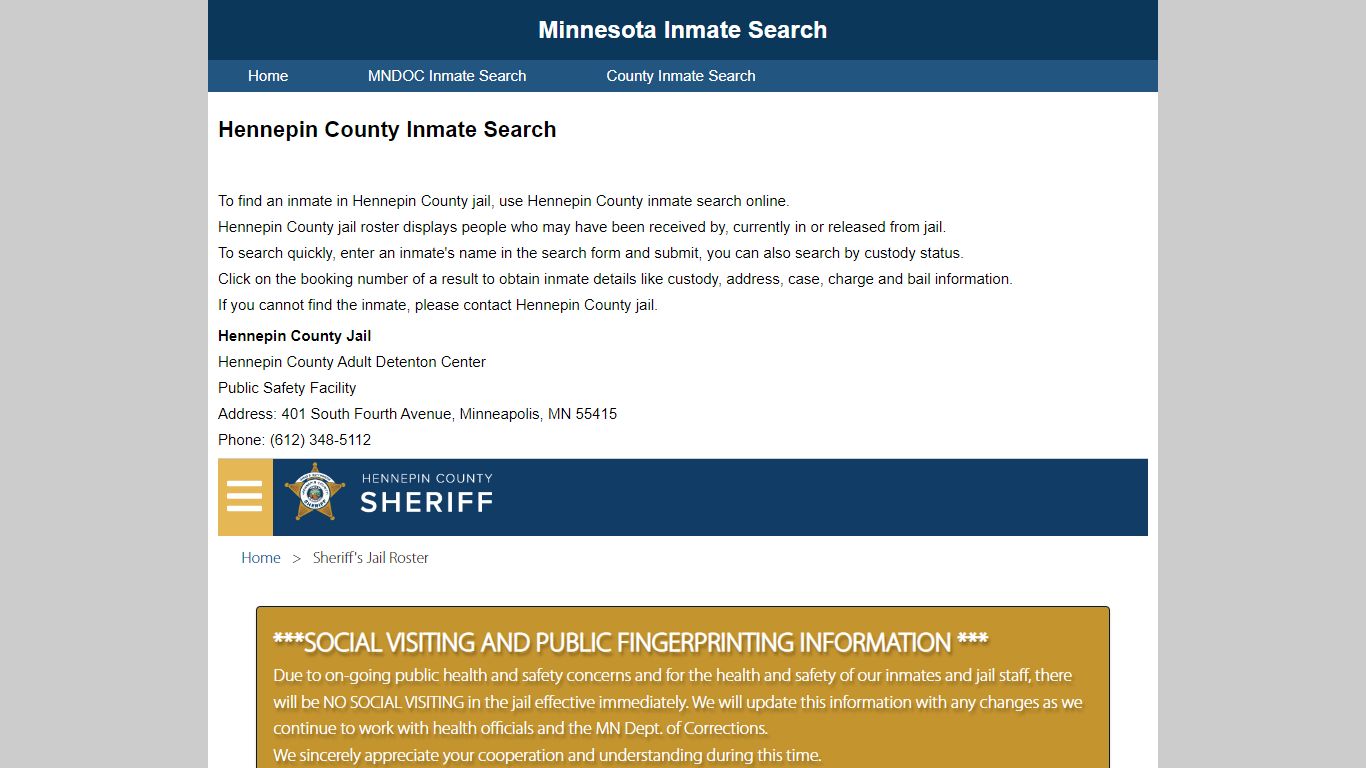 Hennepin County Inmate Search